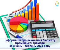 Інформація про виконання бюджету Кремінської територіальної громади за січень-серпень 2024 року