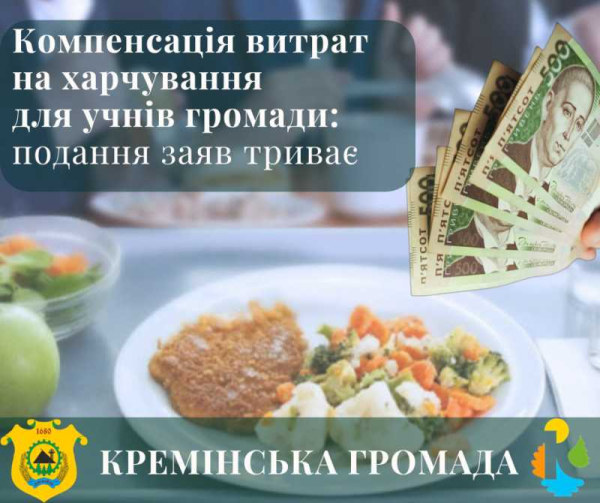 Триває прийом заяв на компенсацію витрат на харчування учнів громади