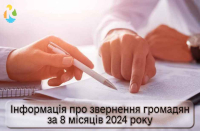 Інформація про звернення громадян за 8 місяців 2024 року