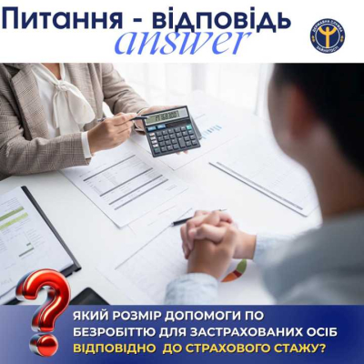 Який розмір допомоги по безробіттю для застрахованих осіб відповідно до страхового стажу?