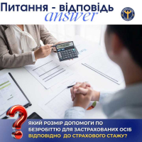 Який розмір допомоги по безробіттю для застрахованих осіб відповідно до страхового стажу?