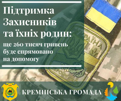 Військовослужбовці та їхні родини отримають ще 260 000 гривень підтримки від громади