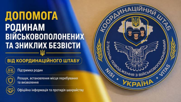 Інформація про допомогу, яку надає Координаційний штаб з питань поводження з військовополоненими